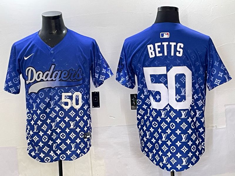 Men Los Angeles Dodgers #50 Betts Blue Nike 2025 MLB jersey 06
